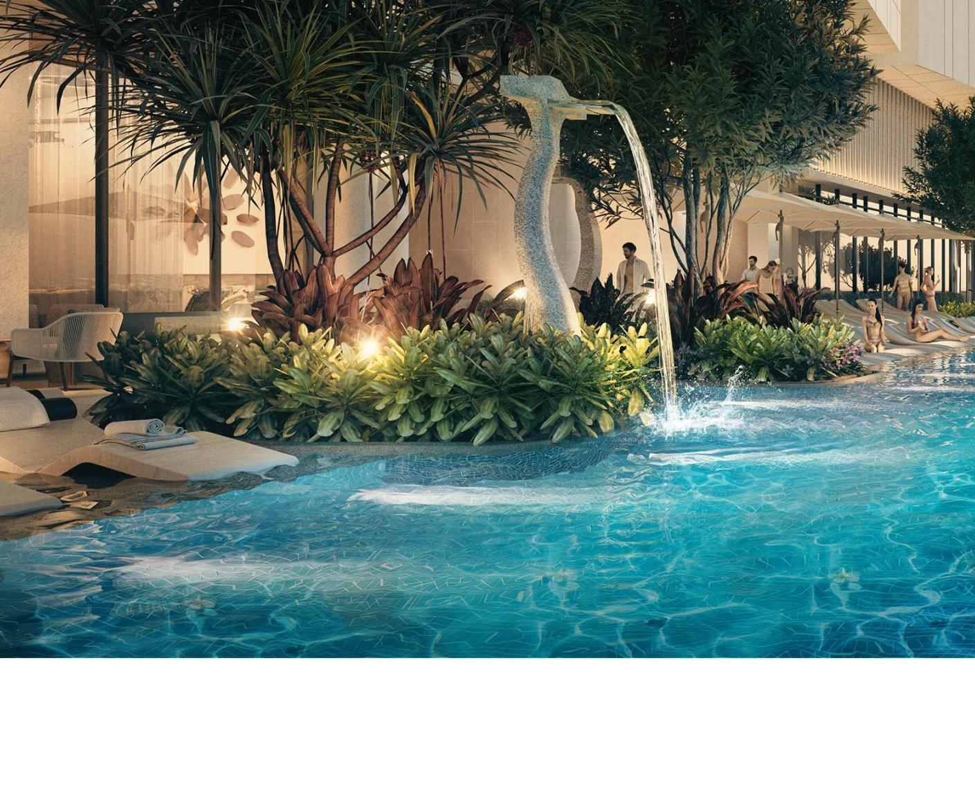 Landscaped facilities and pool illustration