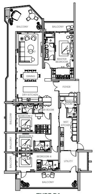 Representative Type D1 floor plan